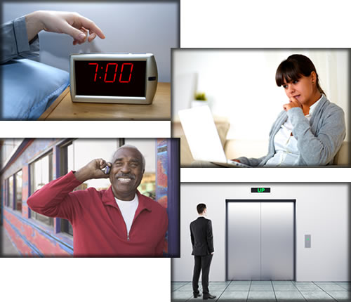 Collage of people using Technology.