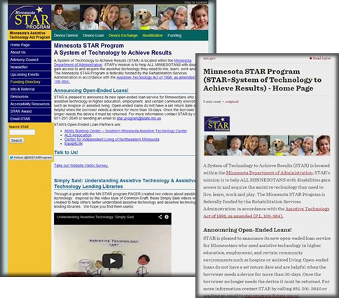 An example of a webpage before and after using a readability software.