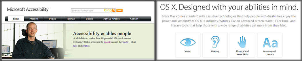 Examples of Windows and Mac accessibility features.