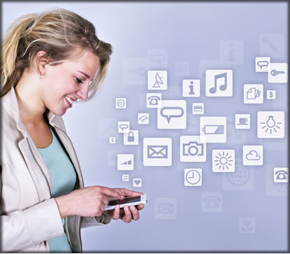 Woman using mobile device.