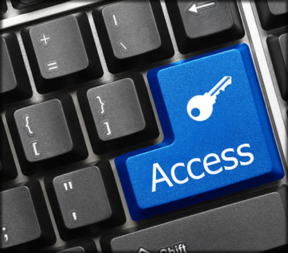 Computer keyboard showing an  key that says access with in image of a house key.
