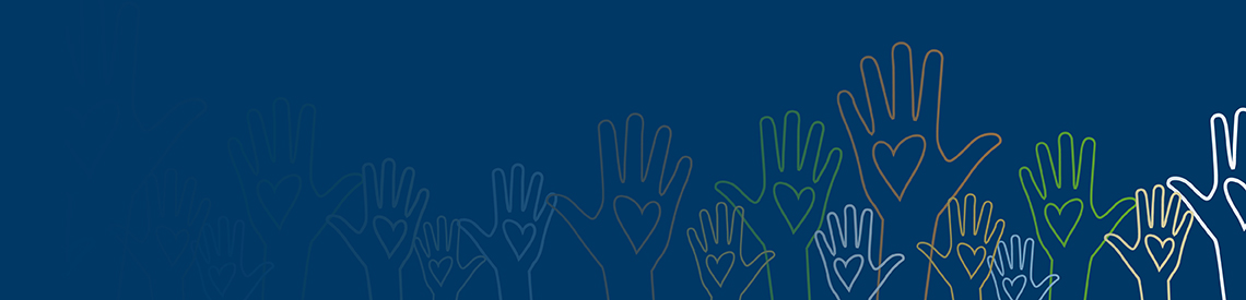 Hands raised with hearts in the palm of each hand