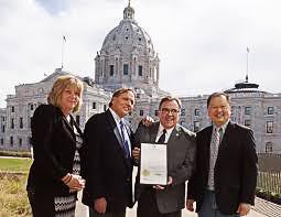 Minnesota Organization for Habilitation and Rehabilitation (MOHR) President Julie Johnson, left, met with Senators Jim Abeler (R-Anoka), John Hoffman (D-Champlin) and Foung Hawj (D-St. Paul) to proclaim Minnesota Disability Employment Awareness Month.