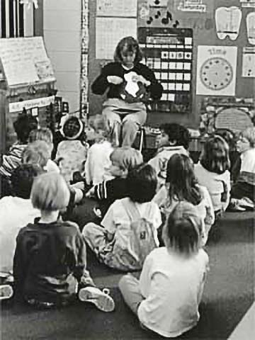 Teacher and students in a classroom