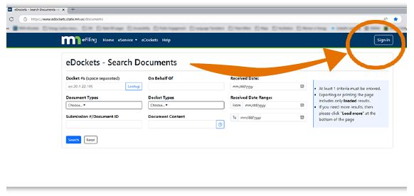 eDockets Step 1 eDockets Step 1