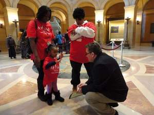 Senator John Hoffman hearing directly about the benefits of early childhood education from a future constituent.
