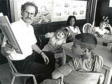 Teacher and students in a classroom